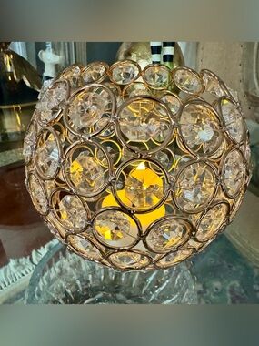 Crystal Globe Table Accent Lamp in Clear and Gold